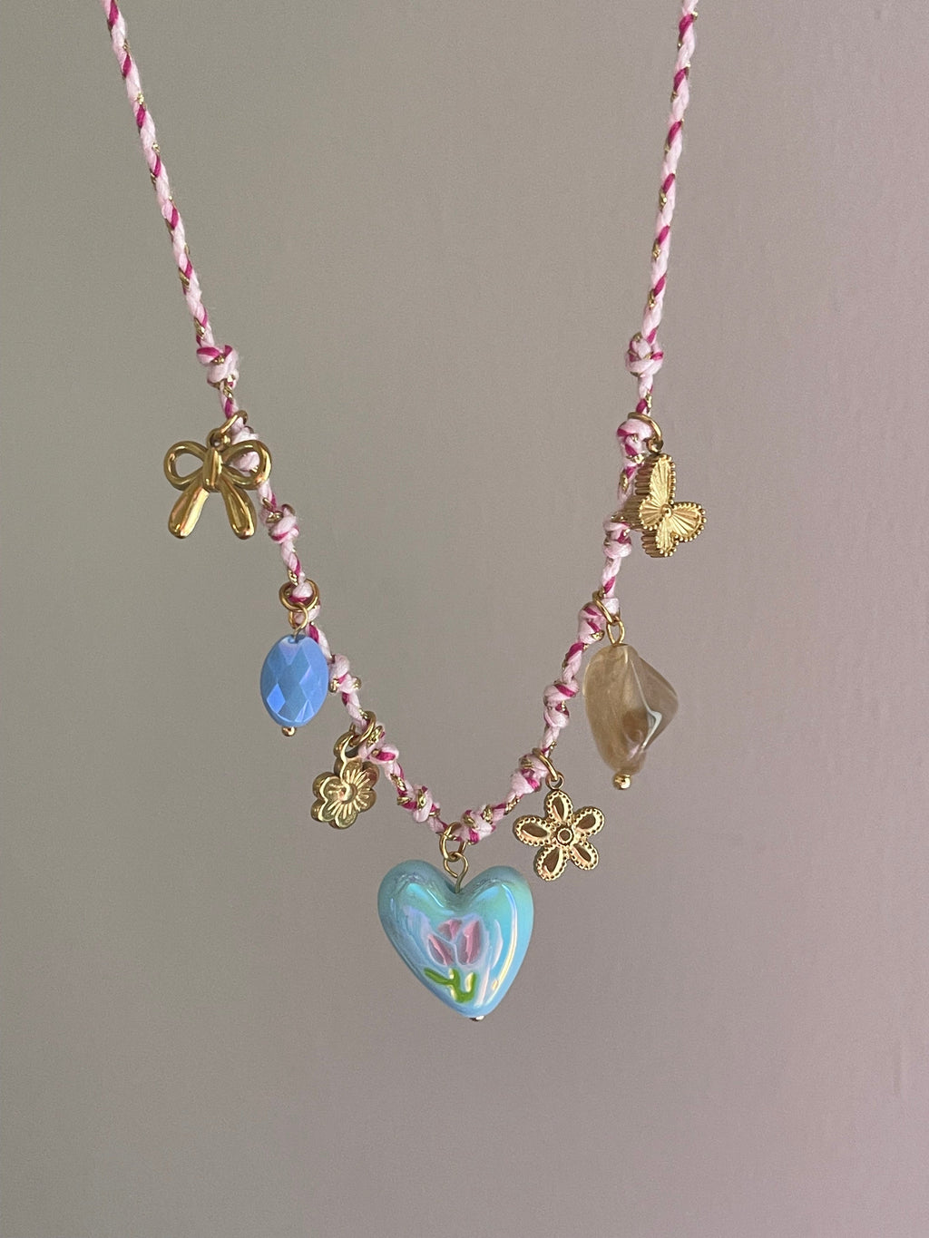 Envogems Pink Heart Pendant Necklace in Stainless Steel