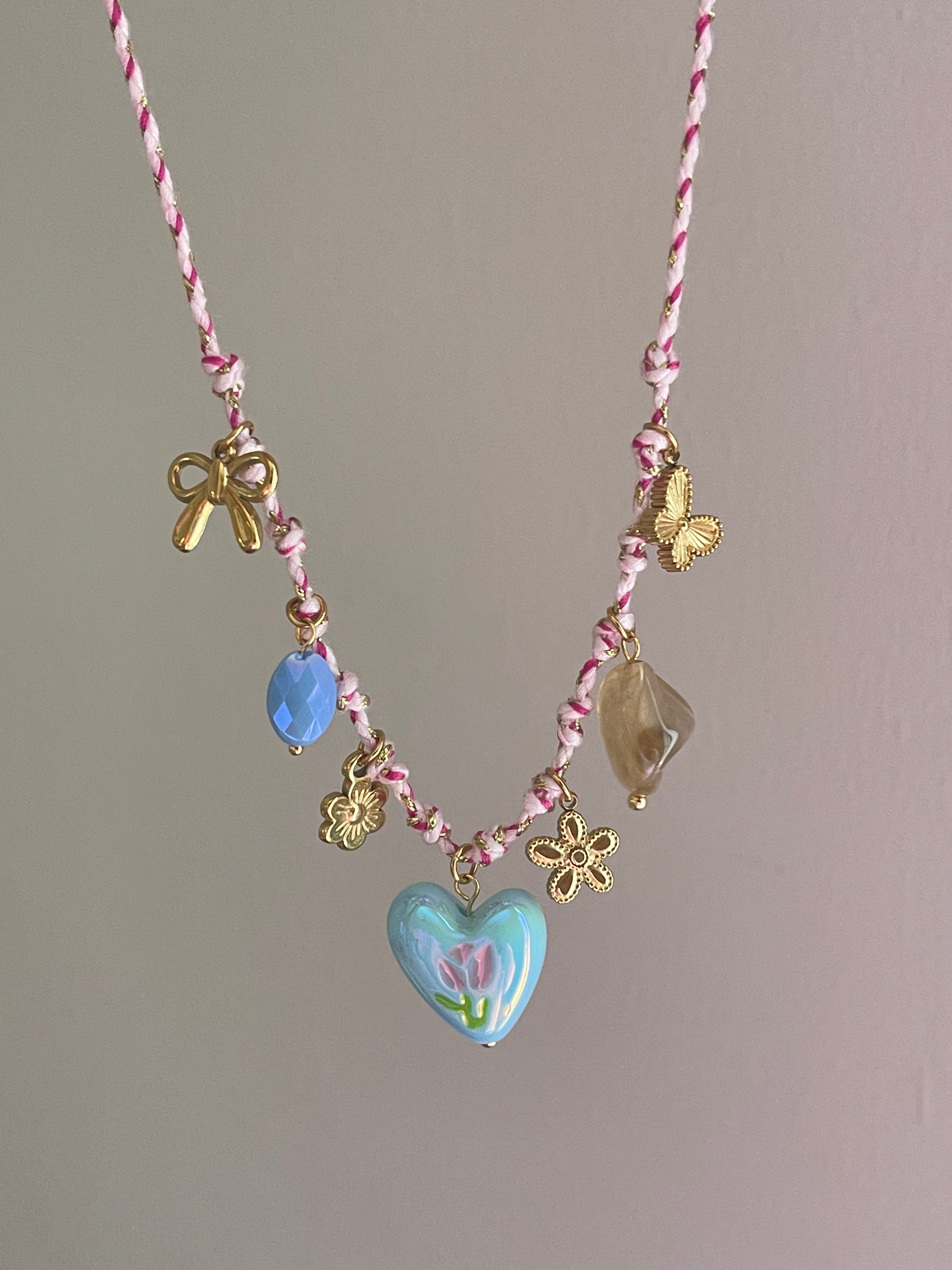 Envogems Pink Heart Pendant Necklace in Stainless Steel