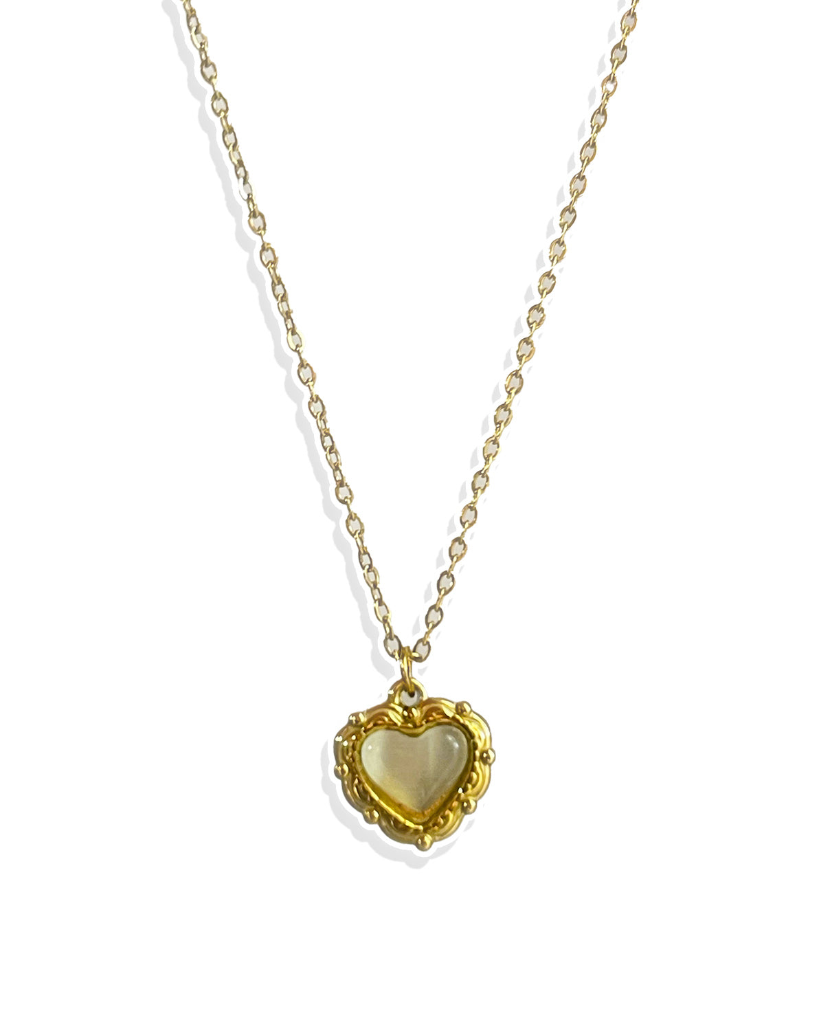 Envogems Green Stone Heart Pendant Necklace - Durable Stainless Steel