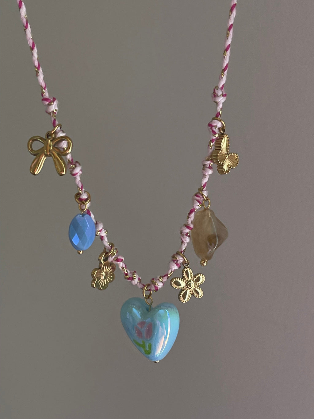 Envogems Pink Heart Pendant Necklace in Stainless Steel