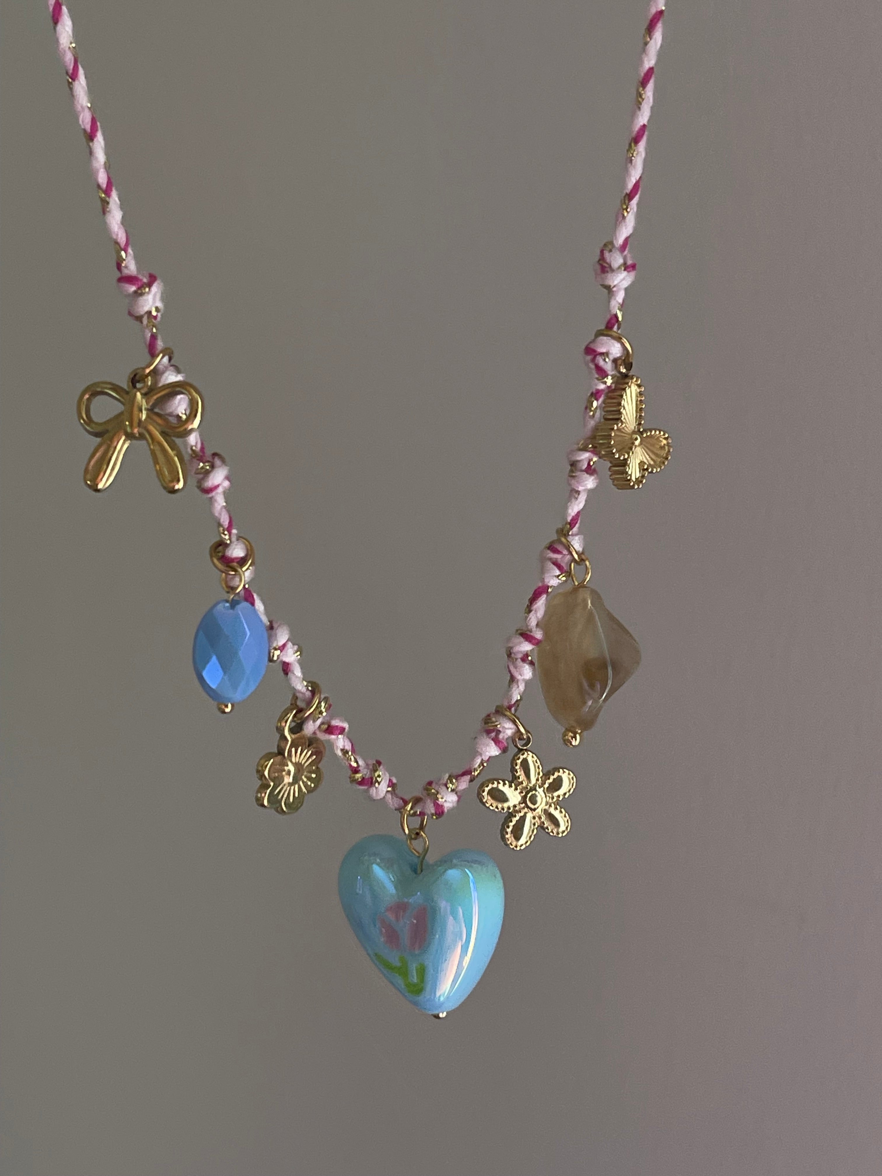 Envogems Pink Heart Pendant Necklace in Stainless Steel