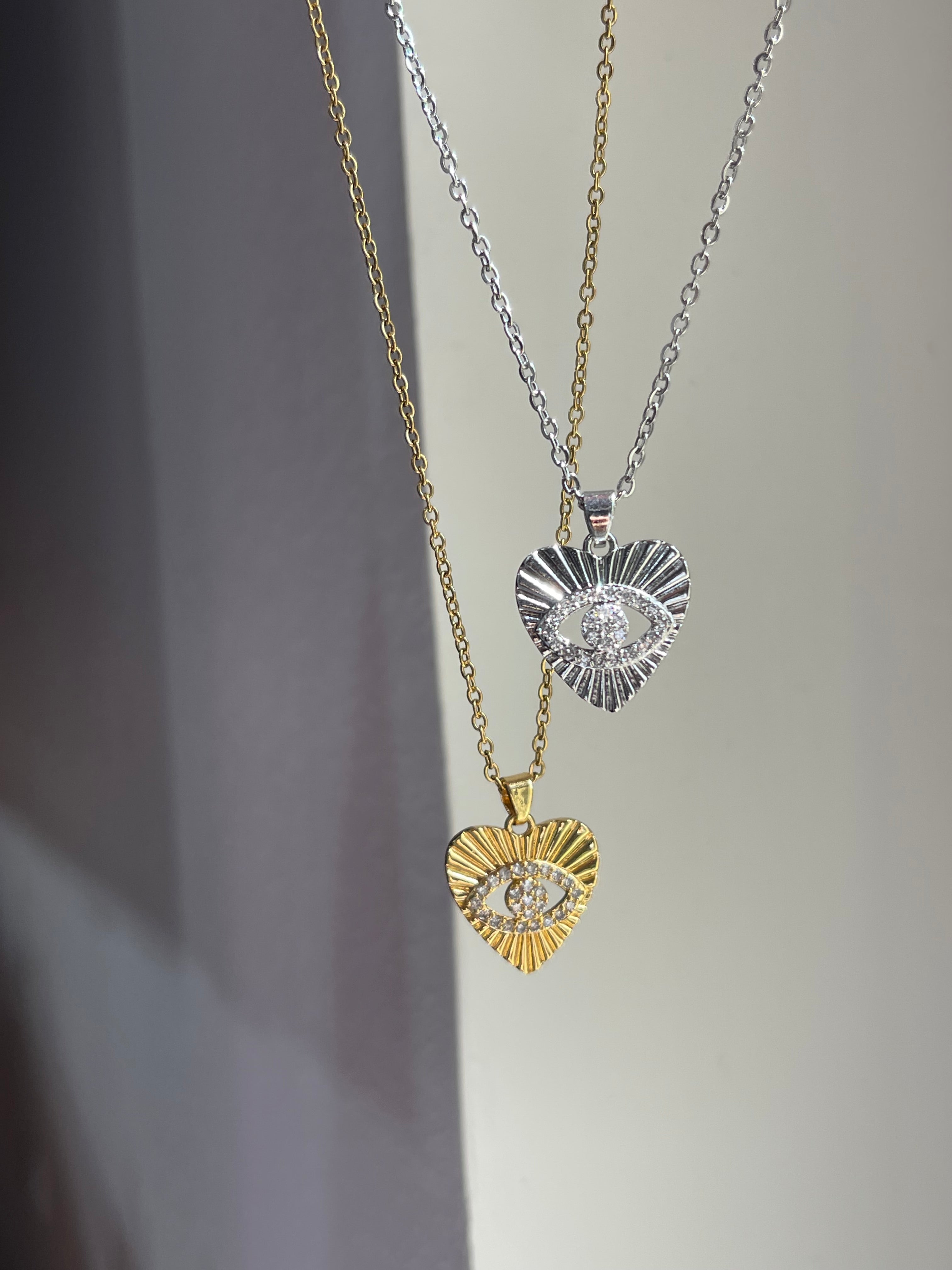 Envogems Enchanted Heart Necklace with Evil Eye Charm