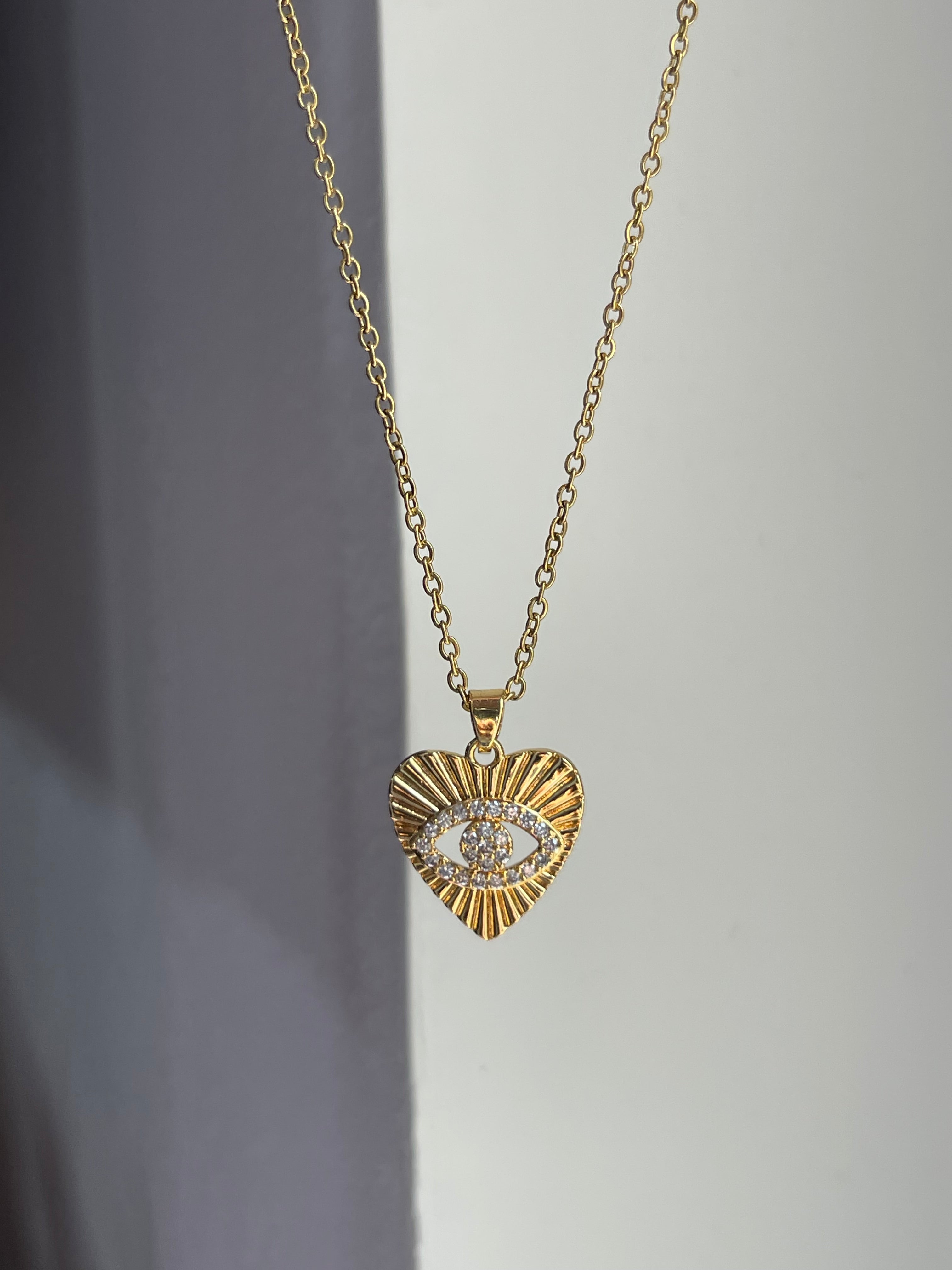 Envogems Enchanted Heart Necklace with Evil Eye Charm