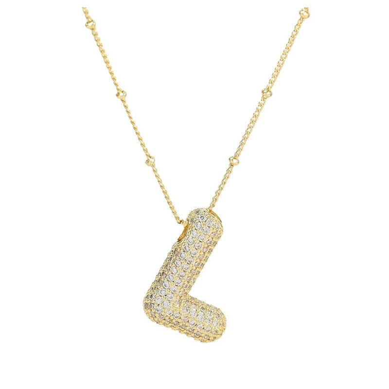 Envogems Radiant Initial Letter Necklace with Sparkling Bubbles (Gold Plated)