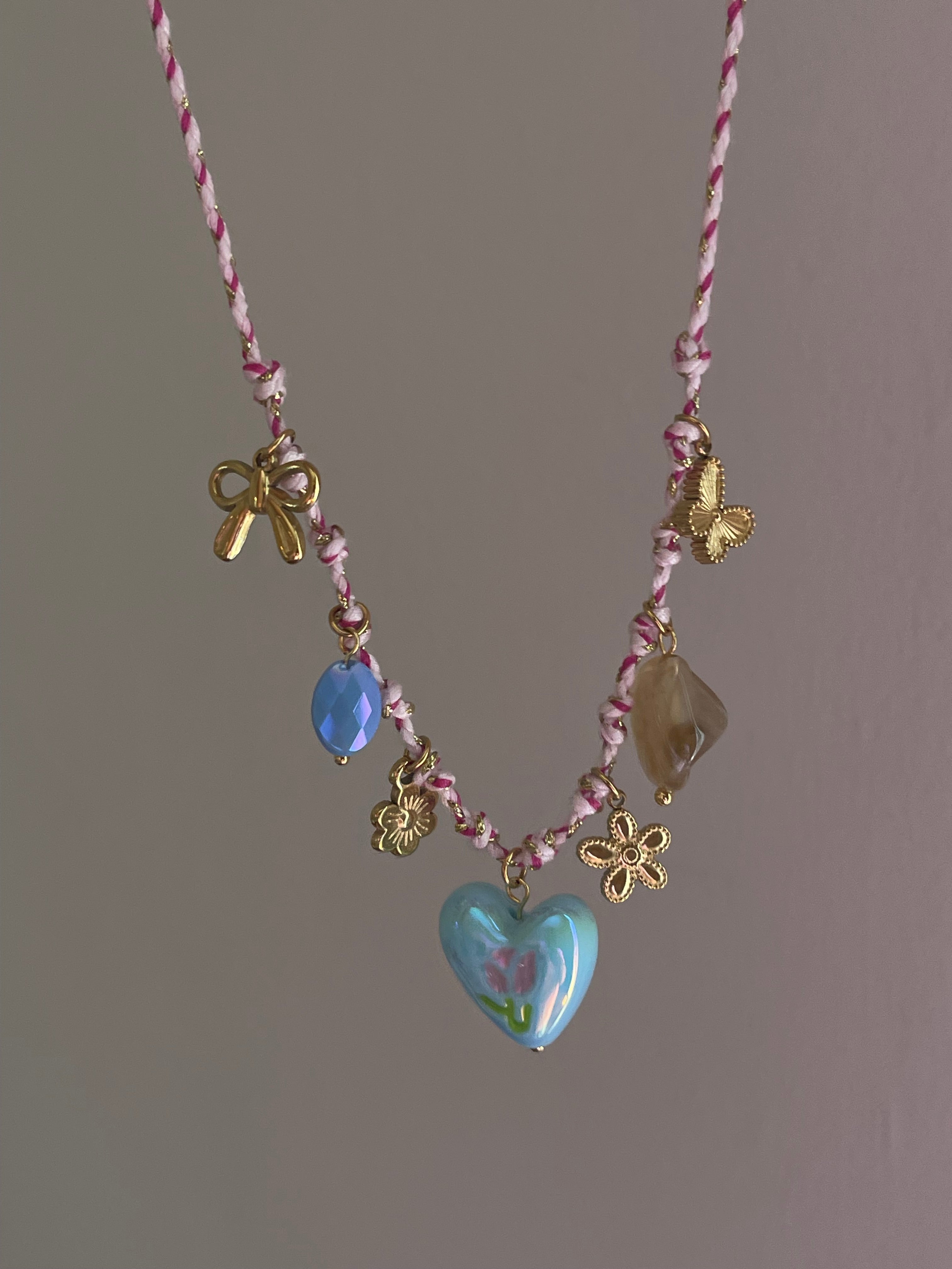 Envogems Pink Heart Pendant Necklace in Stainless Steel