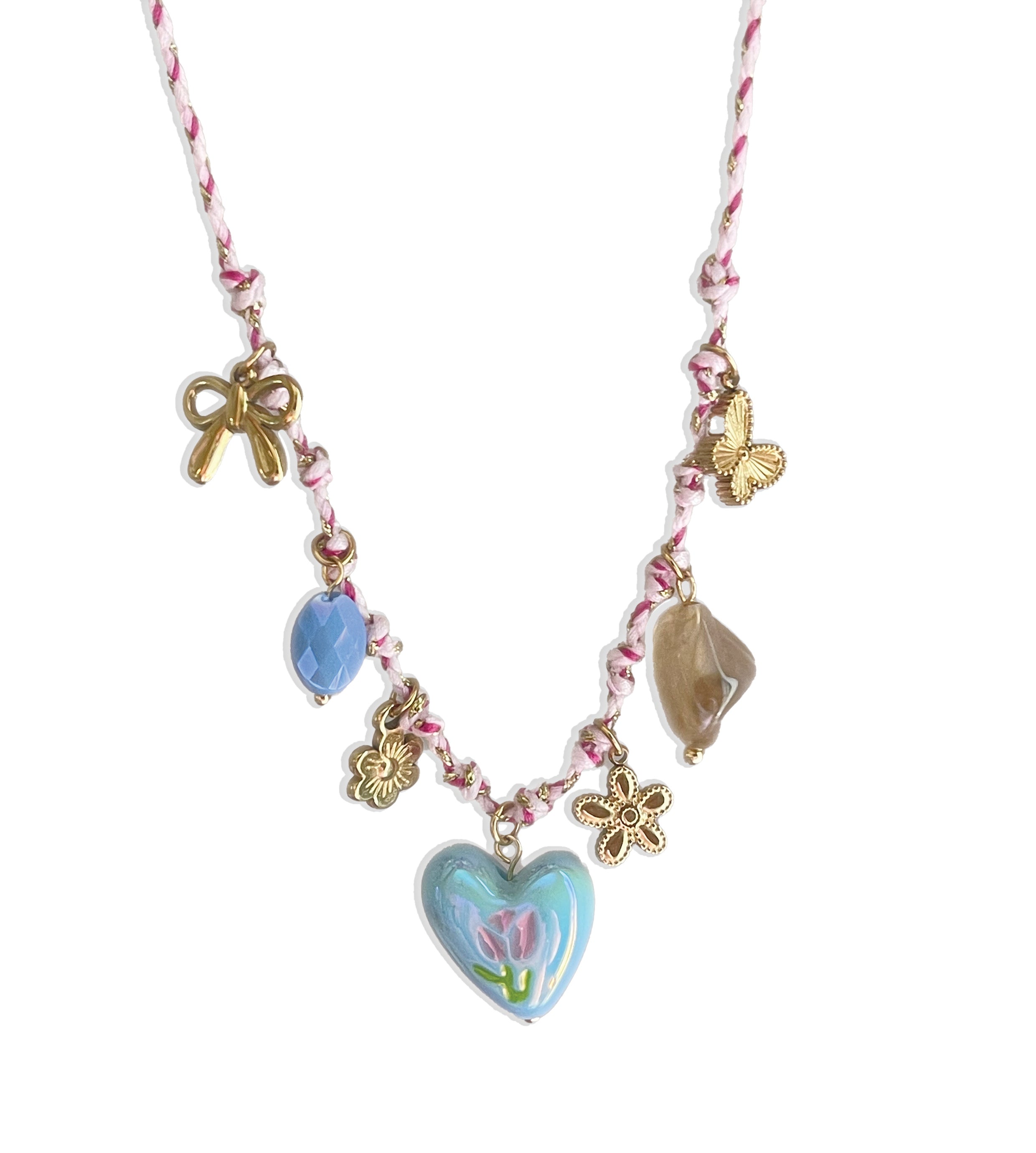 Envogems Pink Heart Pendant Necklace in Stainless Steel