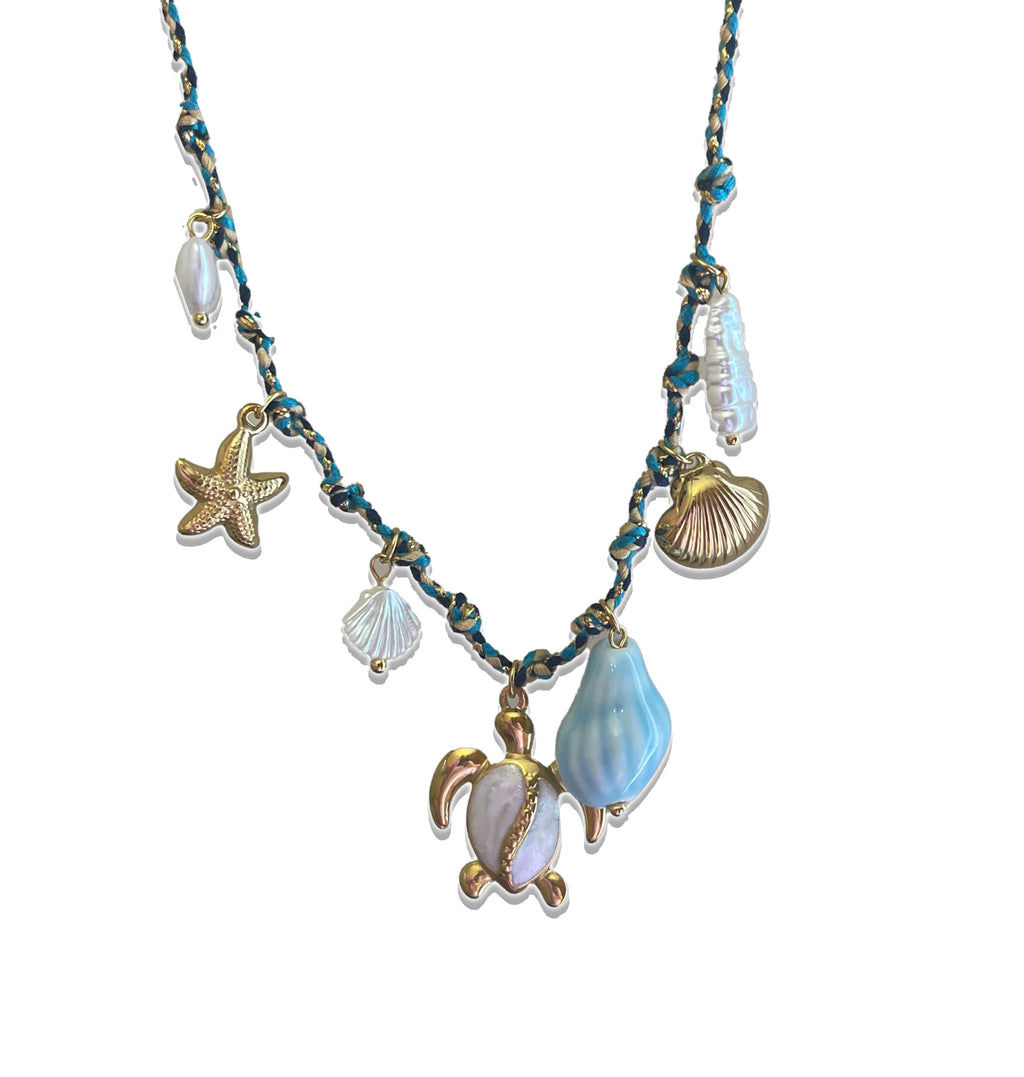 Envogems Blue Shells Stainless Steel Charm Necklace