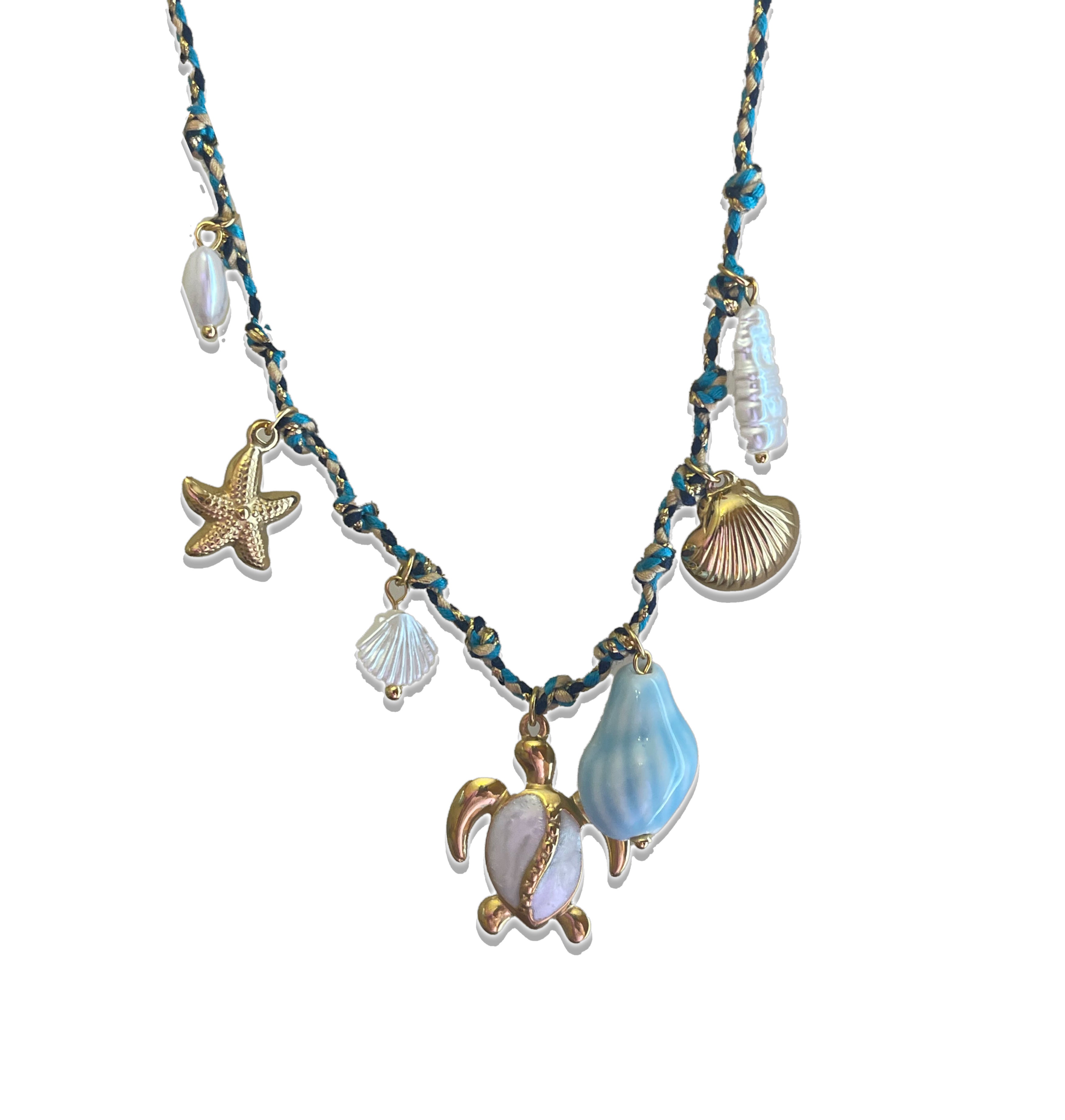 Envogems Blue Shells Stainless Steel Charm Necklace