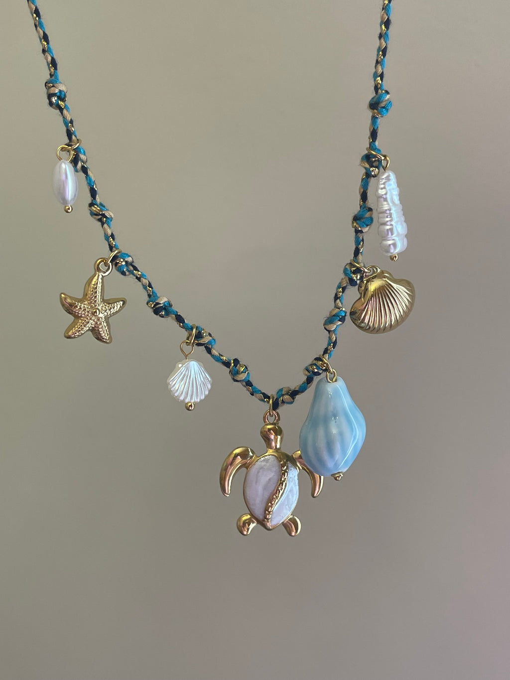 Envogems Blue Shells Stainless Steel Charm Necklace