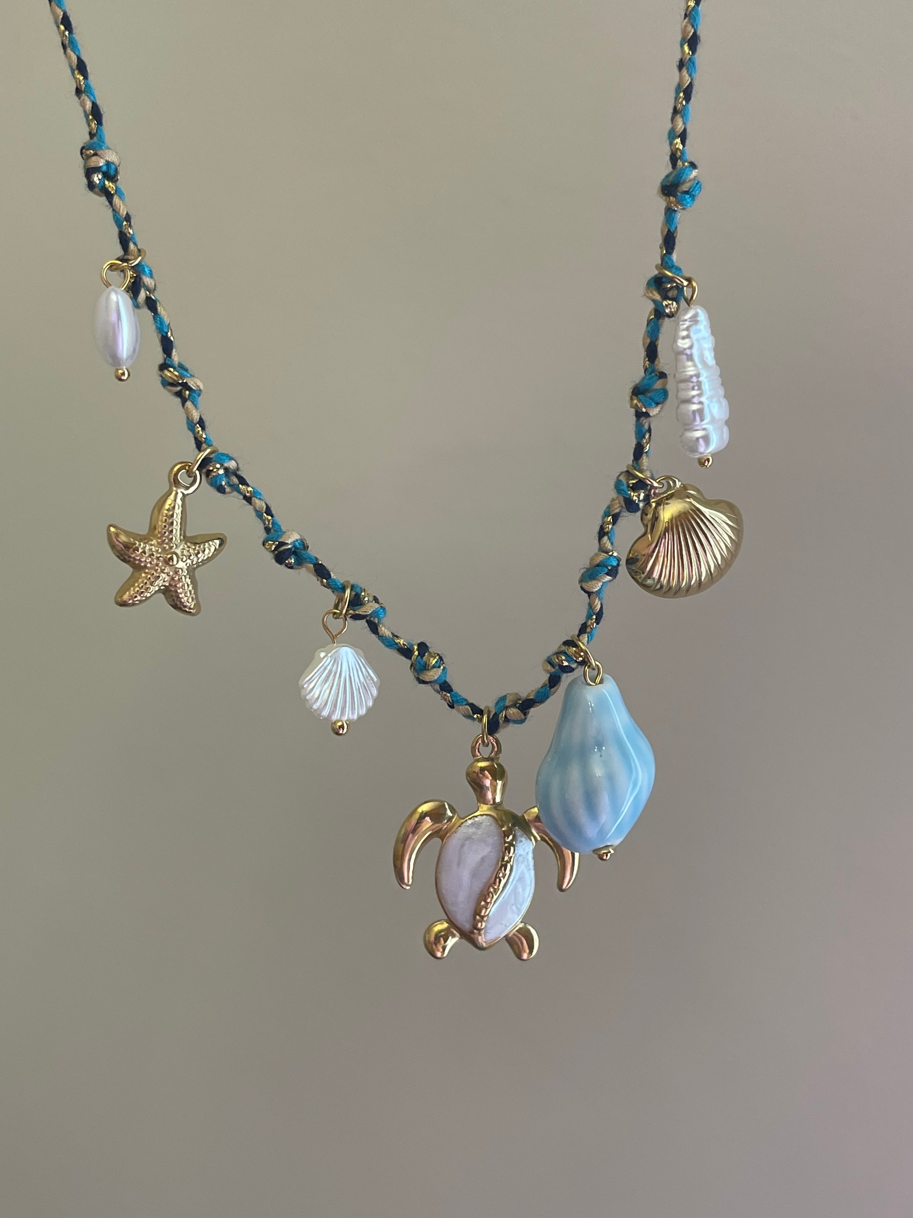 Envogems Blue Shells Stainless Steel Charm Necklace