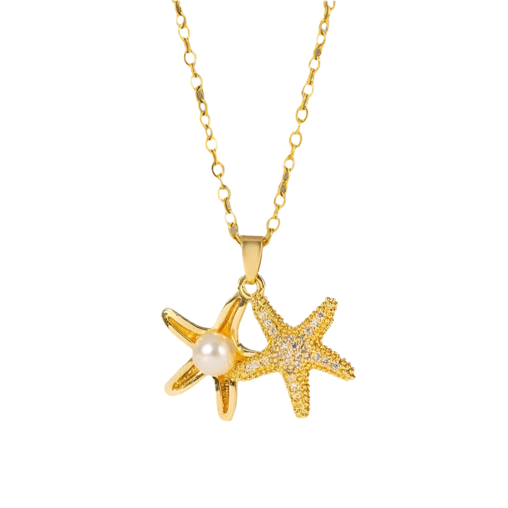 Envogems Starfish-Inspired Pearl Necklace in Stainless Steel