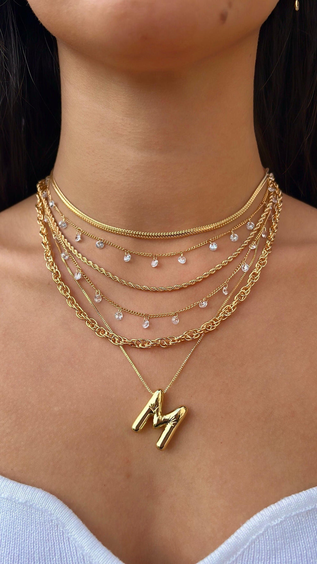 Envogems Bubble Initial Letter Necklace in Stainless Steel