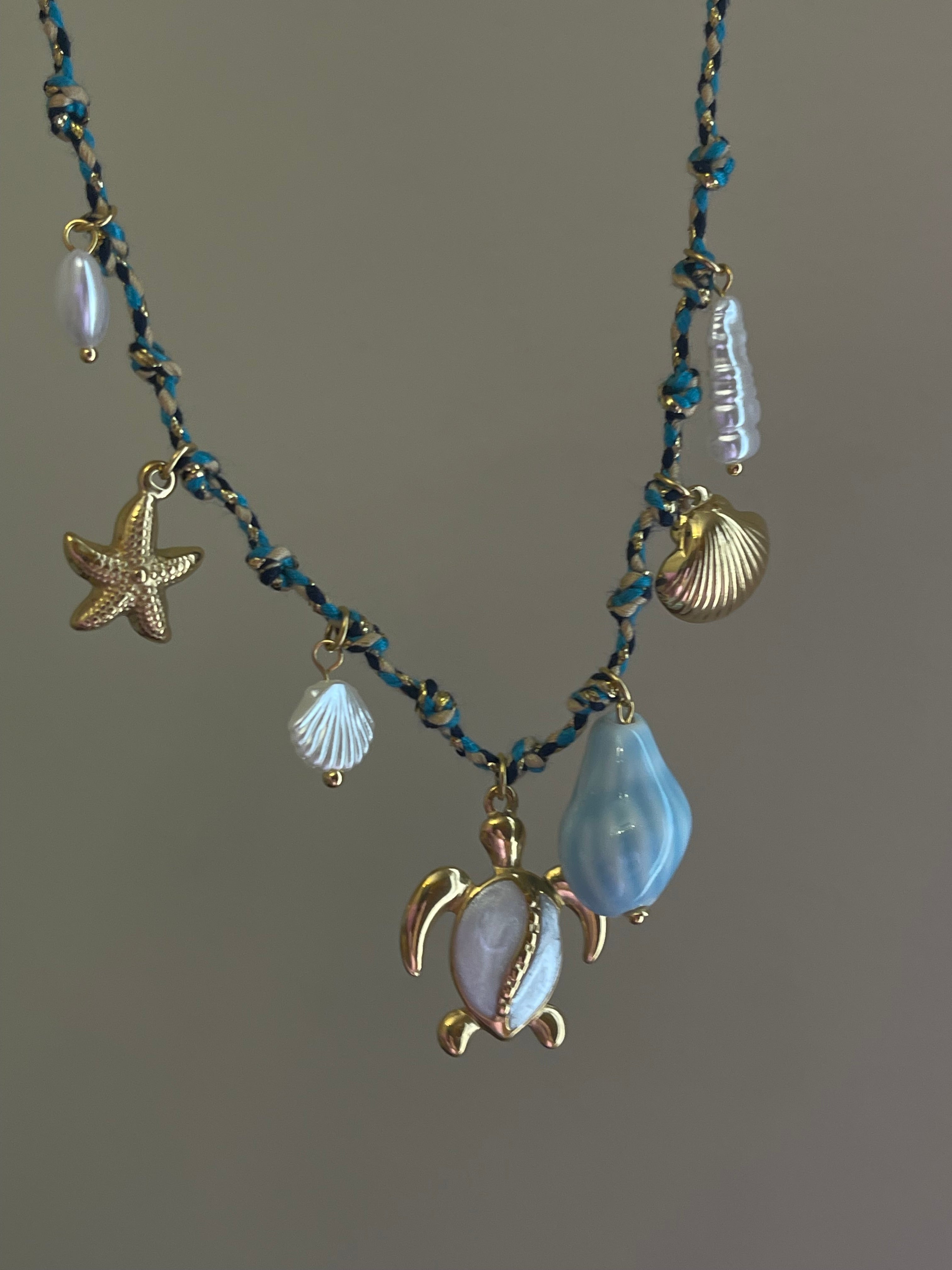 Envogems Blue Shells Stainless Steel Charm Necklace