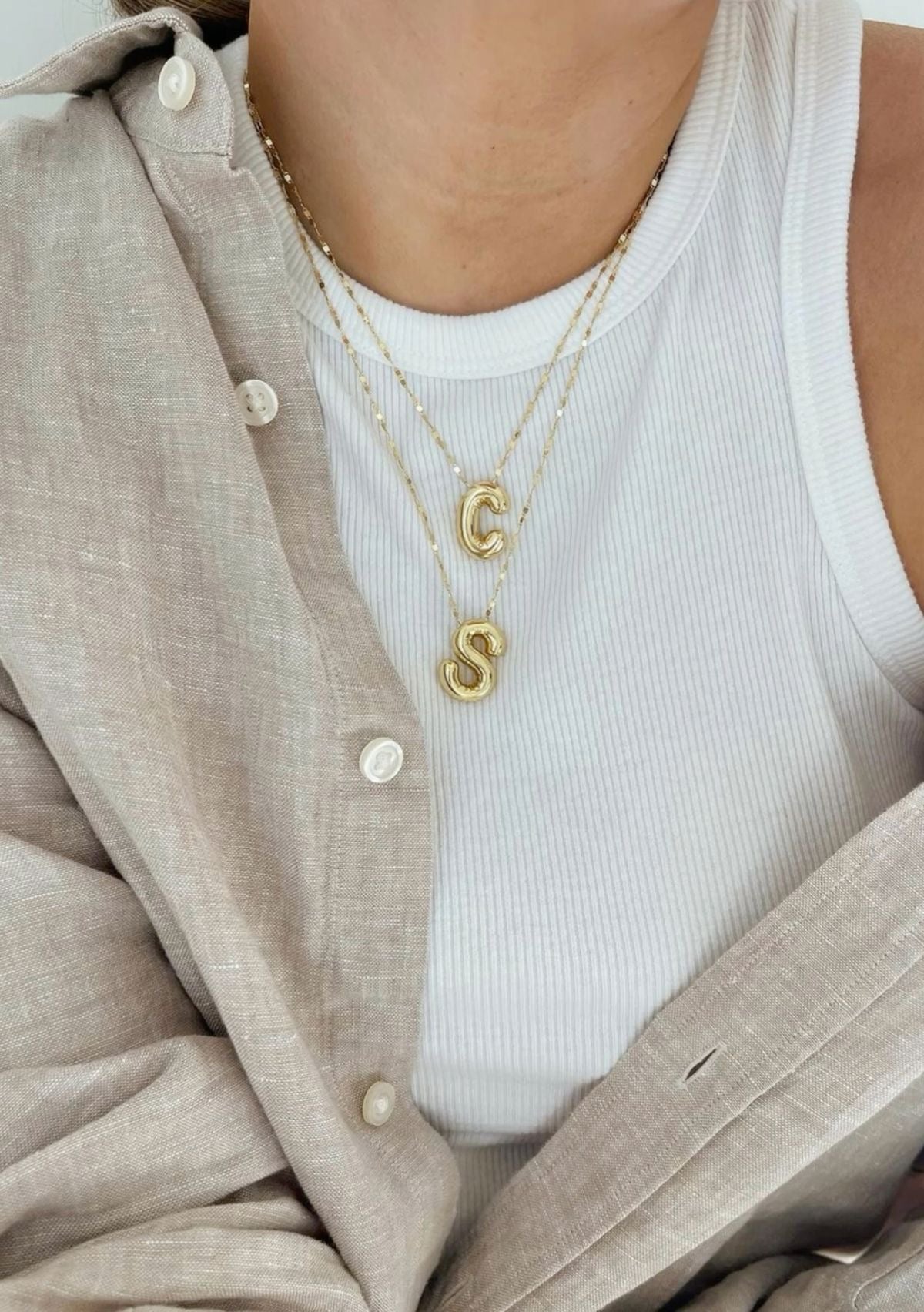 Envogems Bubble Initial Letter Necklace in Stainless Steel