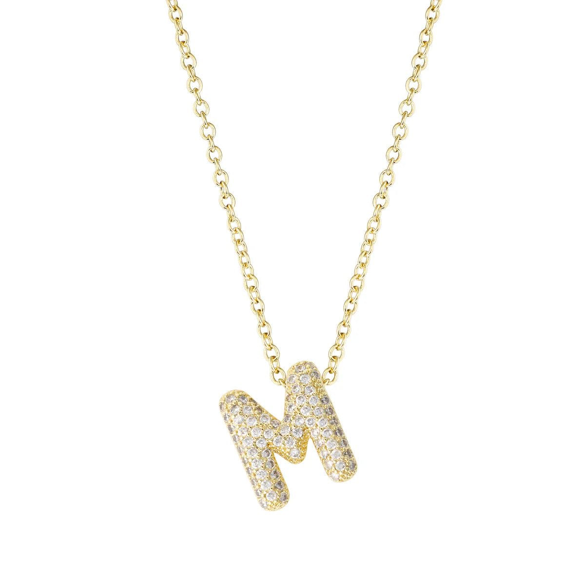 Envogems Radiant Initial Letter Necklace with Sparkling Bubbles (Gold Plated)