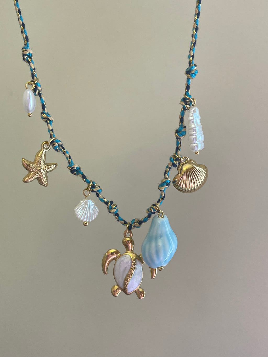 Envogems Blue Shells Stainless Steel Charm Necklace