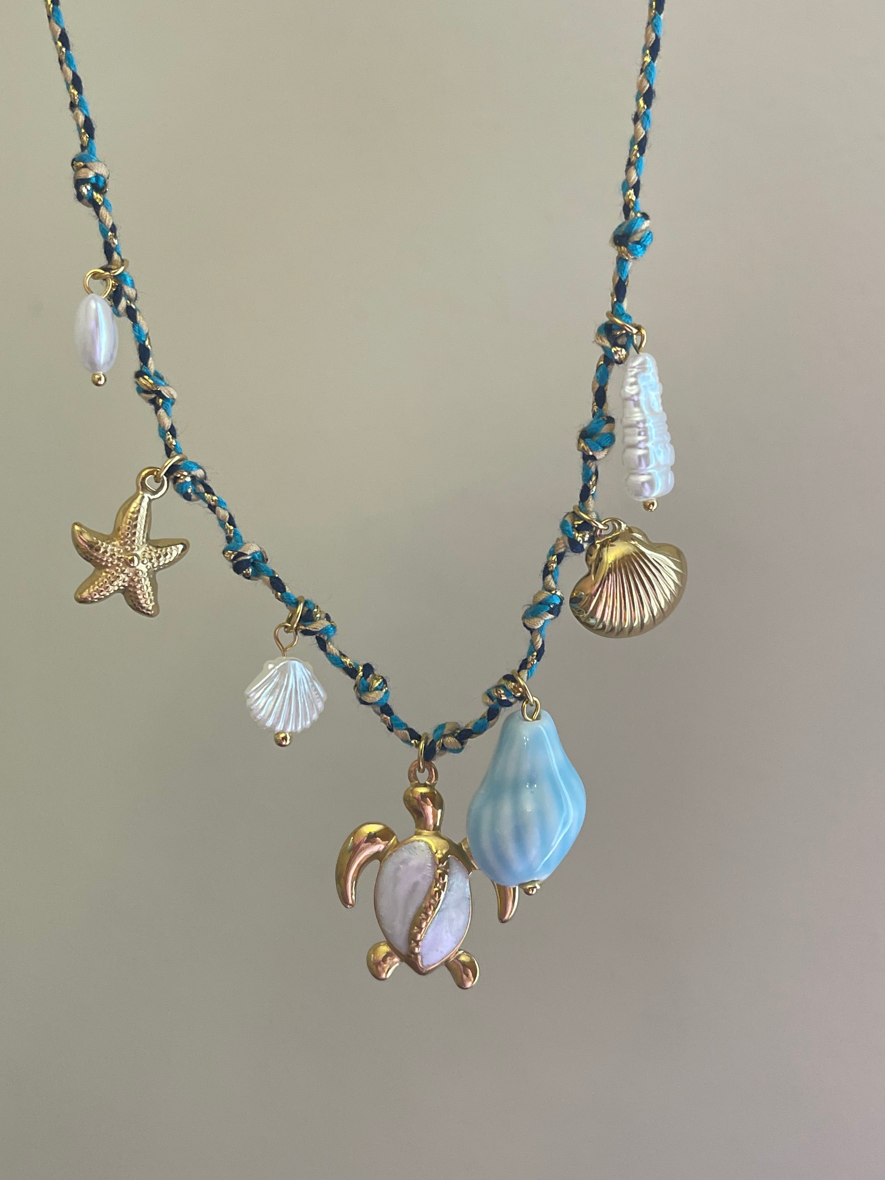 Envogems Blue Shells Stainless Steel Charm Necklace