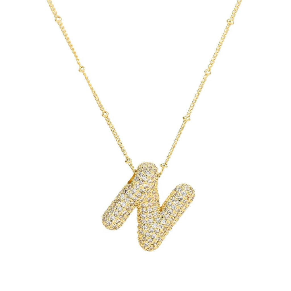 Envogems Radiant Initial Letter Necklace with Sparkling Bubbles (Gold Plated)