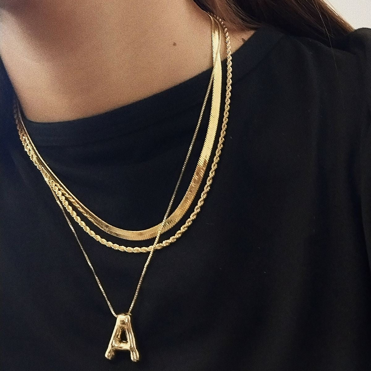 Envogems Bubble Initial Letter Necklace in Stainless Steel