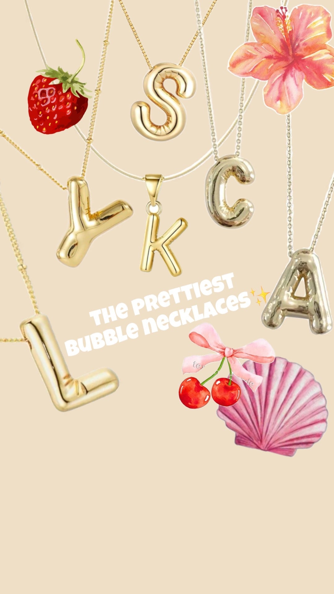 Envogems Bubble Initial Letter Necklace in Stainless Steel