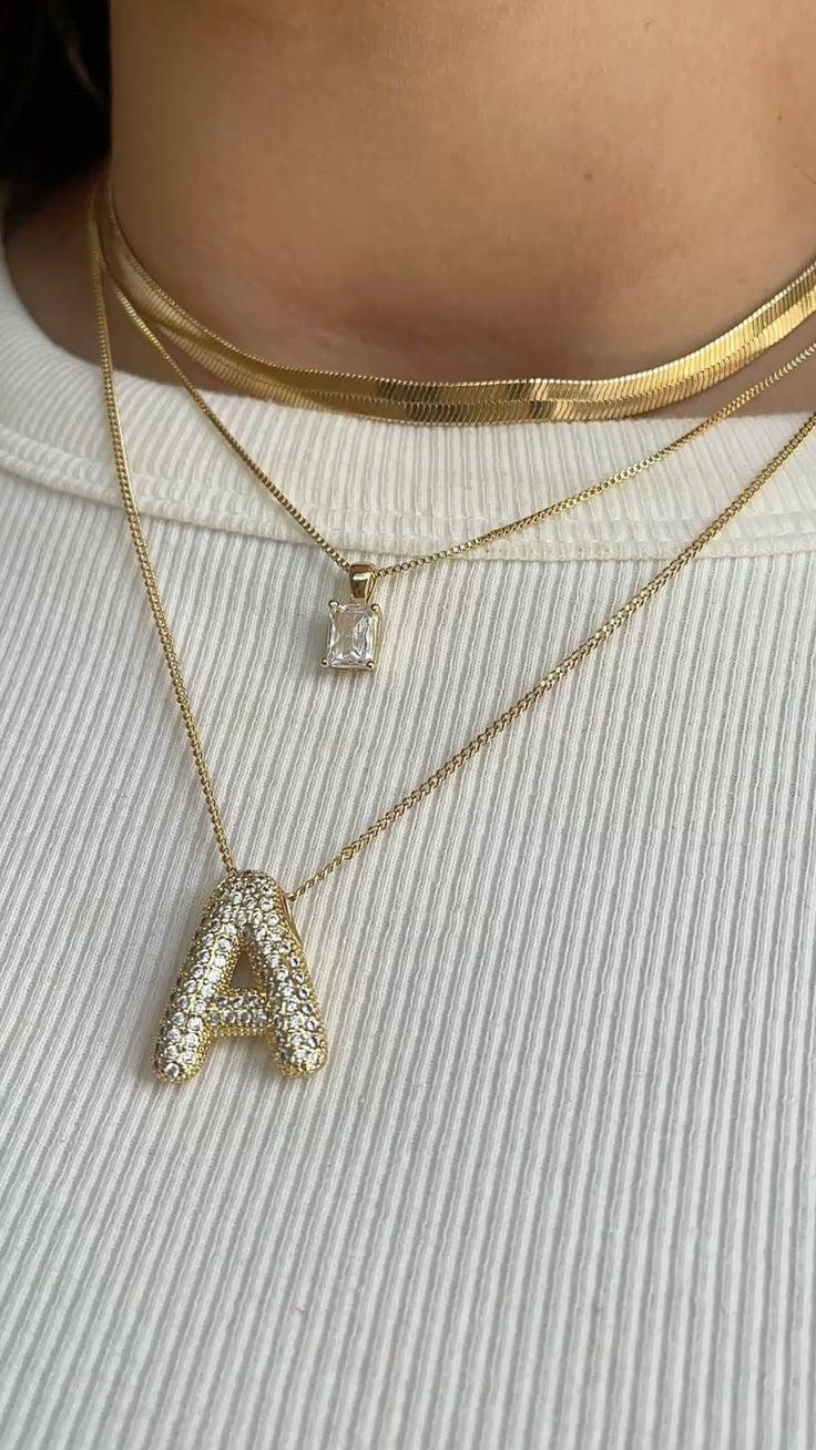 Envogems Radiant Initial Letter Necklace with Sparkling Bubbles (Gold Plated)