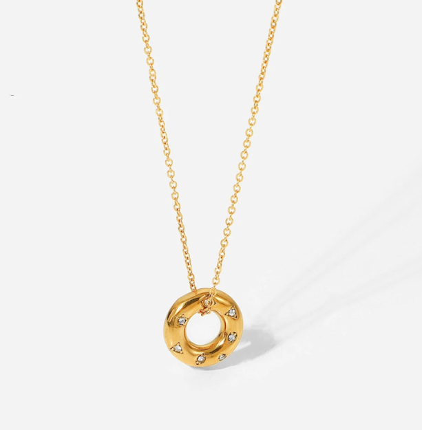 Envogems Gold Stainless Steel Donut Necklace