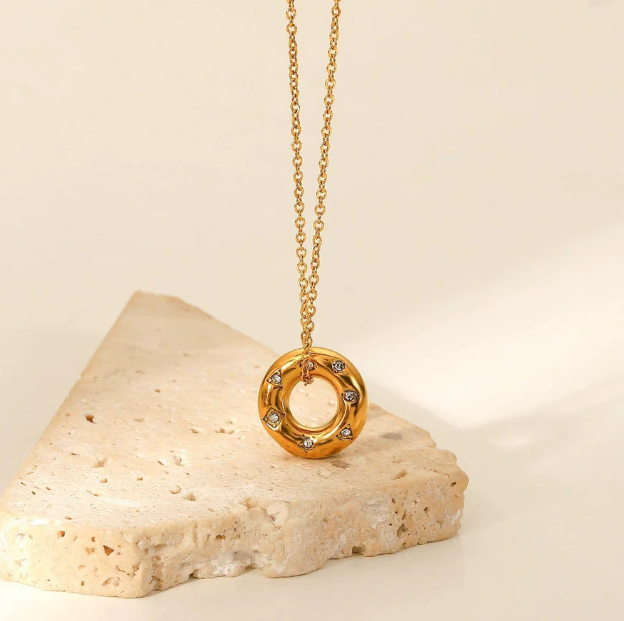 Envogems Gold Stainless Steel Donut Necklace